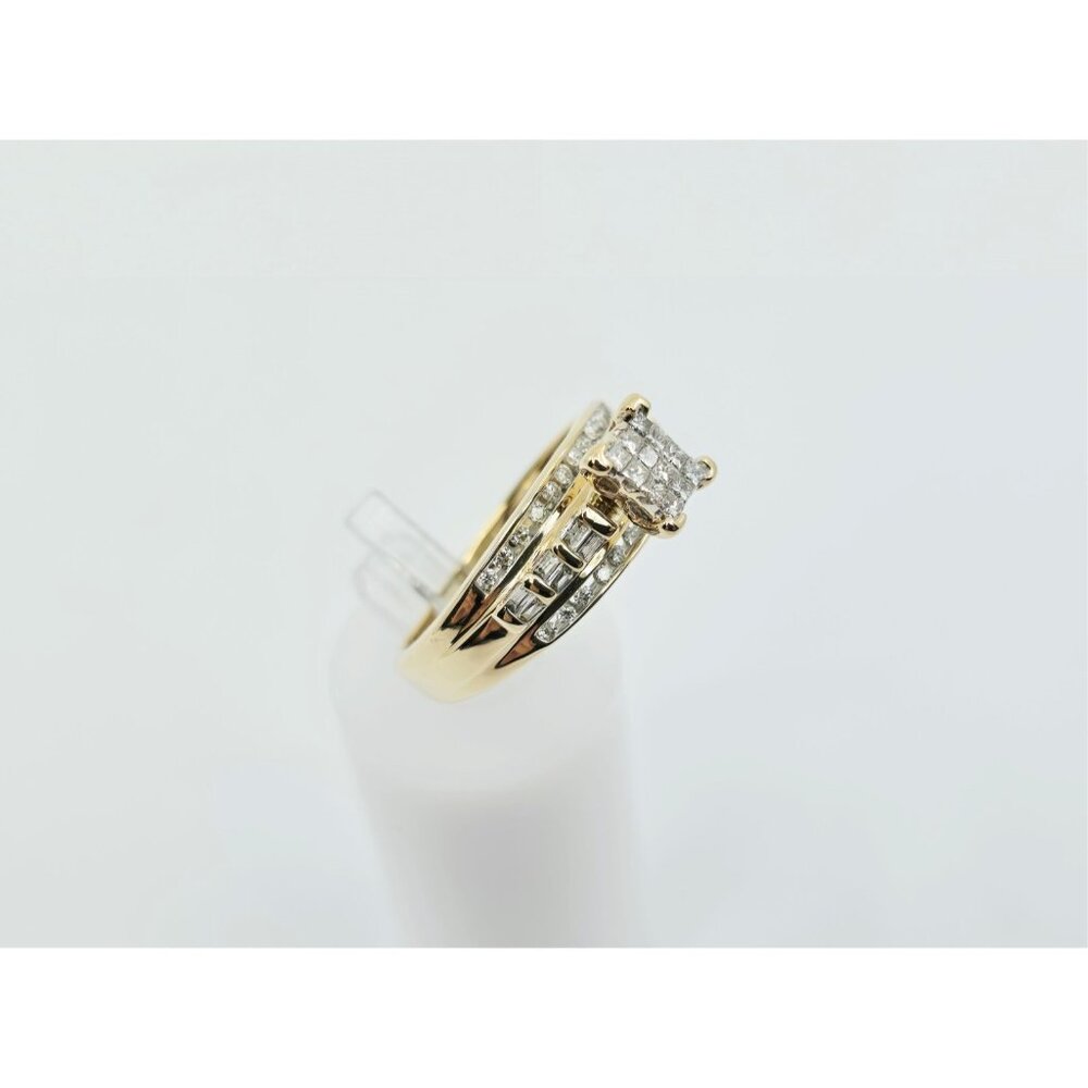 10K Solid Yellow Gold Round, Baguette & Princess Cut Diamond Ring - Size 7.50 - Picture 8 of 16